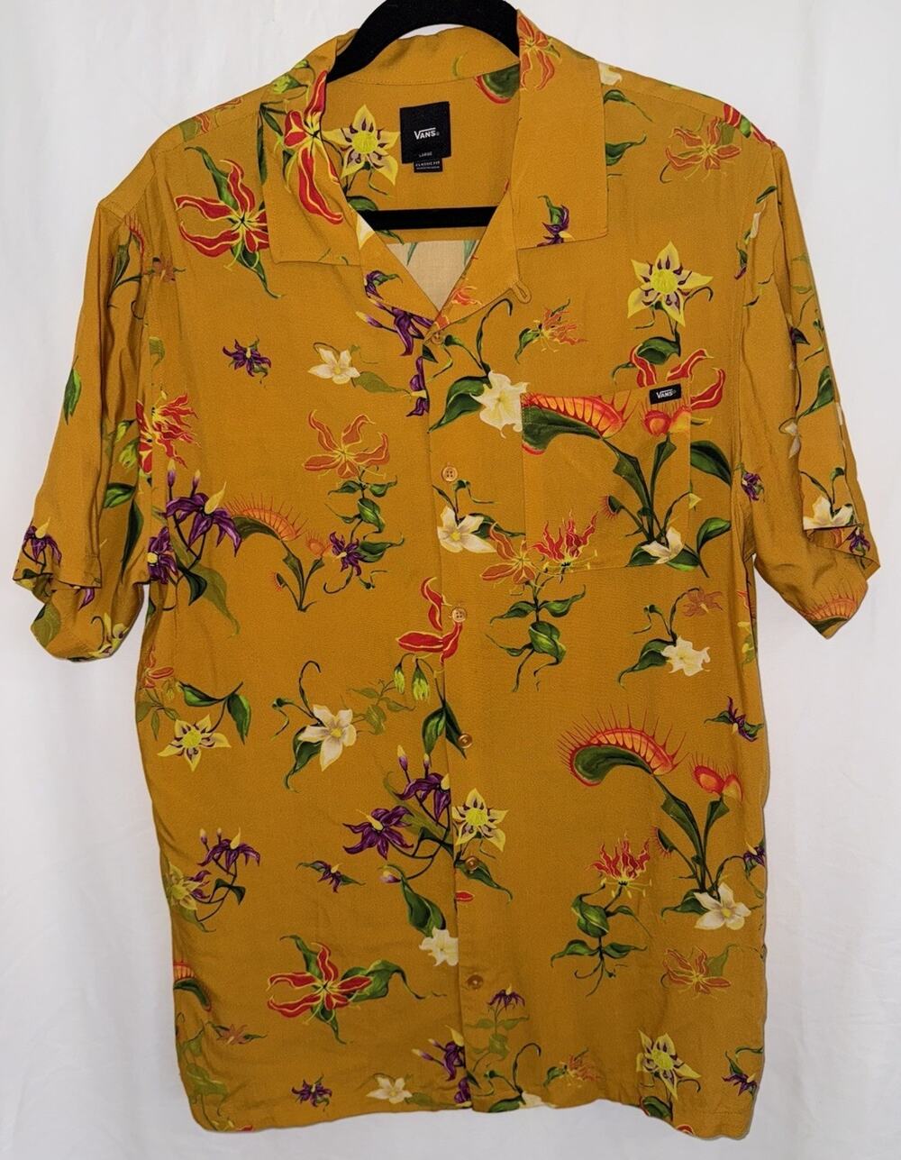 Van’s Off The Wall Short Sleeve Tropical Button Up Dad Skater Beach Shirt Size L